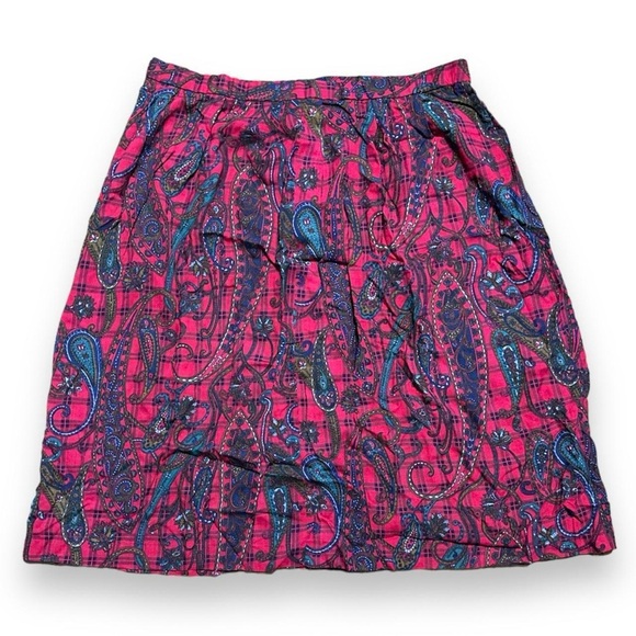 Vintage 70s/80s Koret Red Plaid Paisley Skirt Women’s Plus Size 24W Retro - Picture 2 of 7